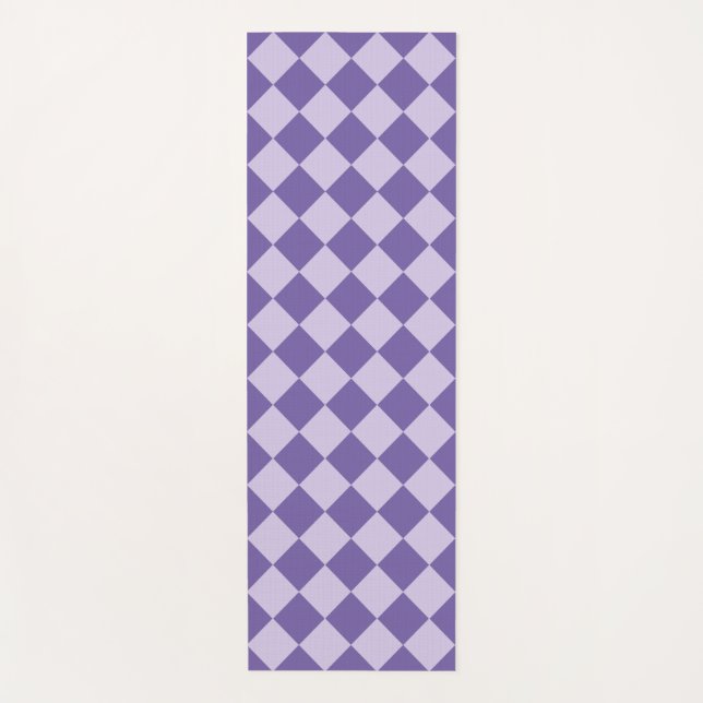 Purple Checker Diamond Pattern Yoga Mat (Front)