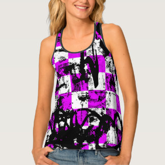 Purple Checker Graffiti Tank Top
