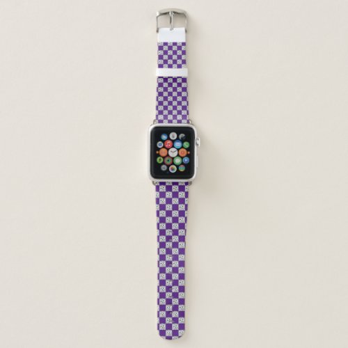 Purple Checker Owl Pattern Design Apple Watch Band