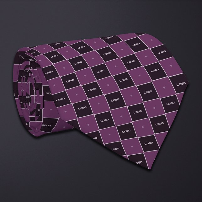 Purple Checkerboard Logo Pattern Neck Tie (Creator Uploaded)