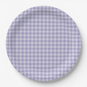 Purple Checkerboard Pattern Paper Plates