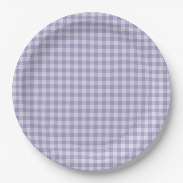 Purple Checkerboard Pattern Paper Plates (Front)