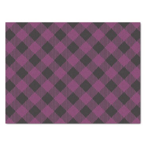 Purple Checkered Buffalo Plaid Christmas Tissue Paper
