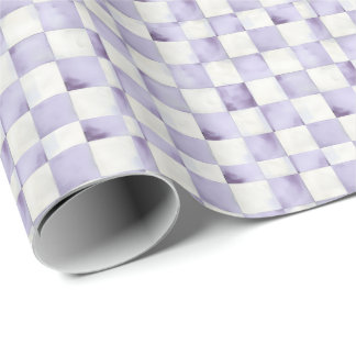 Purple Checkered Decorative Gift Wrap Paper