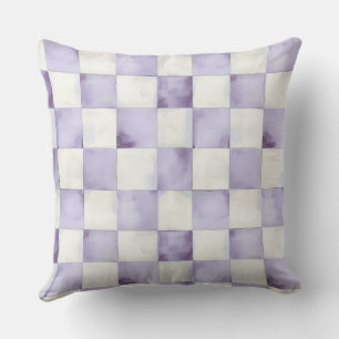 Purple Checkered Decorative Throw Pillow