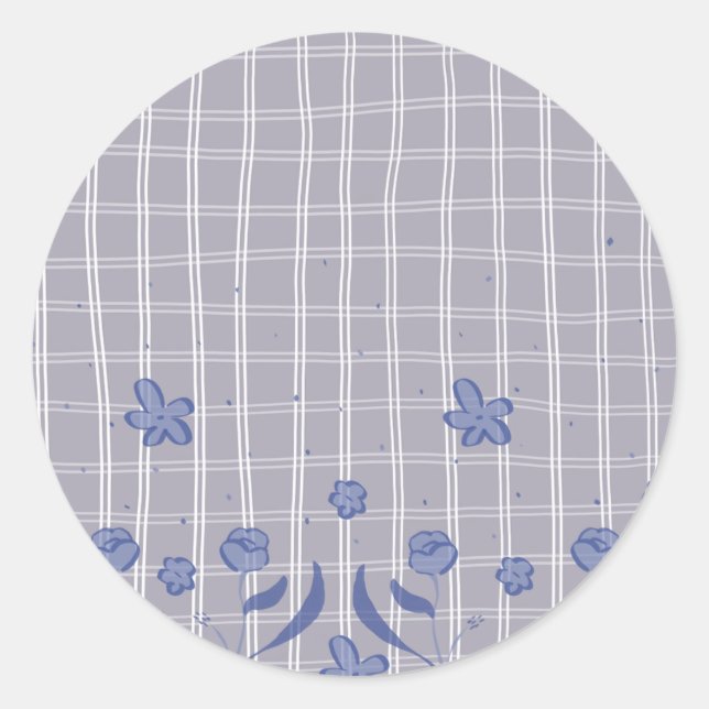 Purple checkered floral sticker (Front)