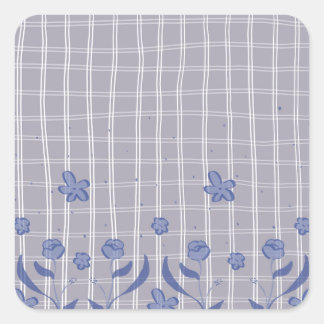 Purple checkered floral sticker