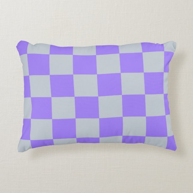 Purple Checkered Gingham Pattern Accent Pillow (Front)