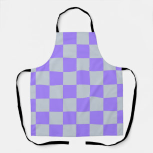 Purple Checkered Gingham Pattern Apron