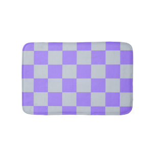 Purple Checkered Gingham Pattern Bath Mat