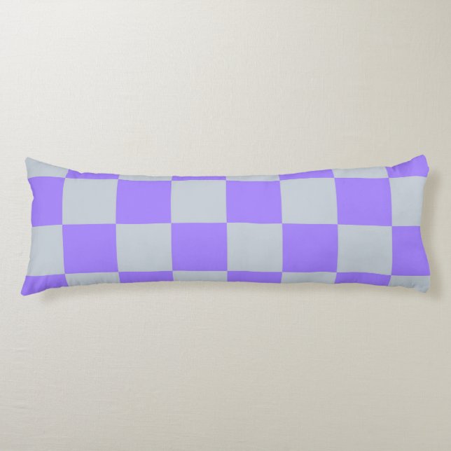 Purple Checkered Gingham Pattern Body Pillow (Front)