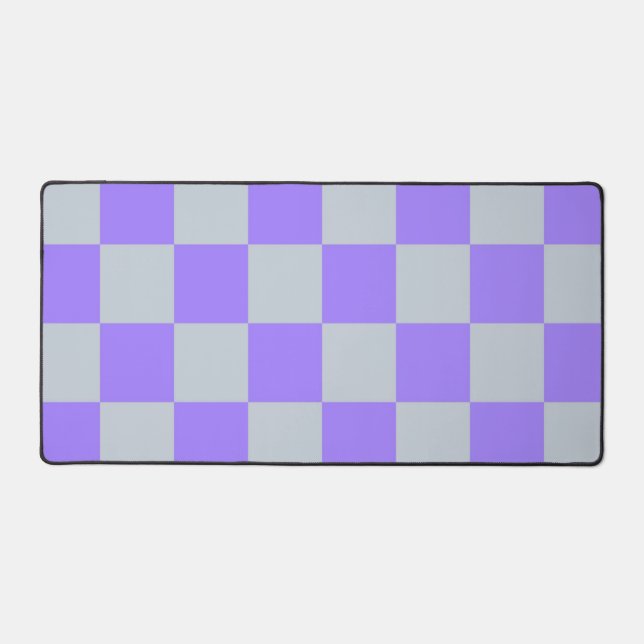 Purple Checkered Gingham Pattern Desk Mat (Front)