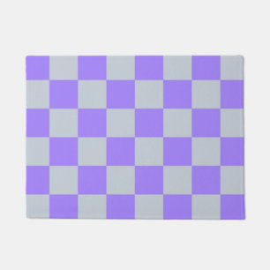 Purple Checkered Gingham Pattern Doormat