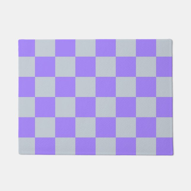 Purple Checkered Gingham Pattern Doormat (Front)