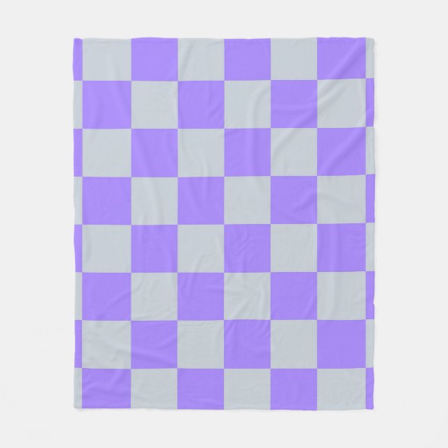 Purple Checkered Gingham Pattern Fleece Blanket (Front)