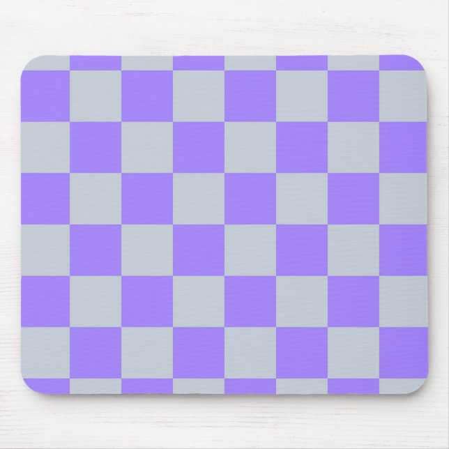 Purple Checkered Gingham Pattern Mouse Pad (Front)