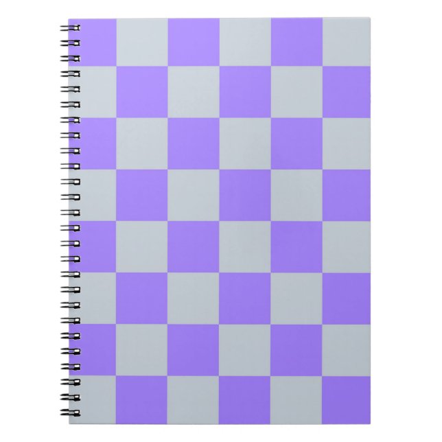 Purple Checkered Gingham Pattern Notebook (Front)