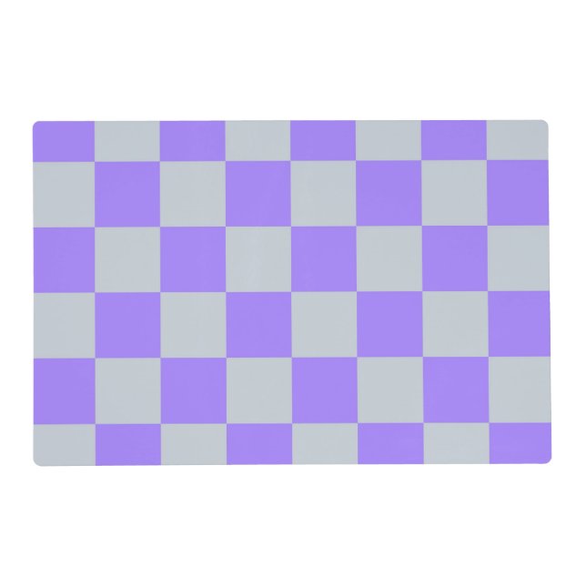 Purple Checkered Gingham Pattern Placemat (Front)