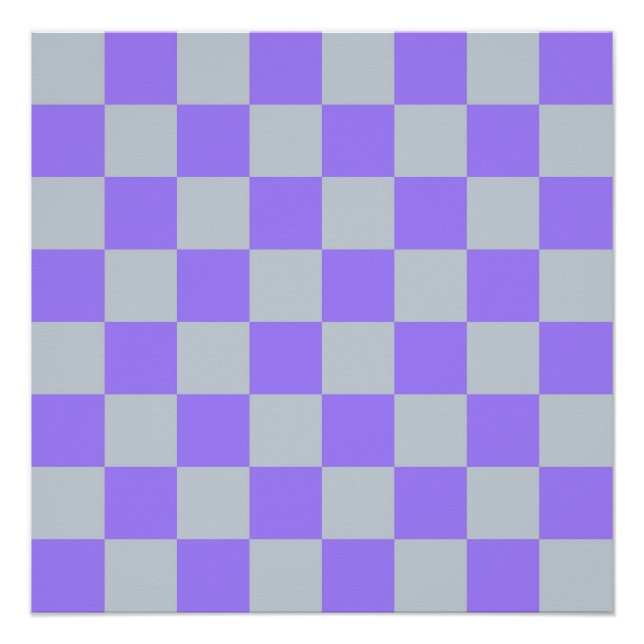 Purple Checkered Gingham Pattern Poster (Front)