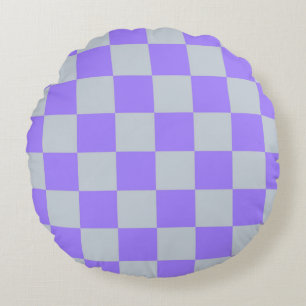 Purple Checkered Gingham Pattern Round Pillow