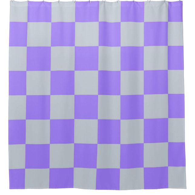 Purple Checkered Gingham Pattern Shower Curtain (Front)