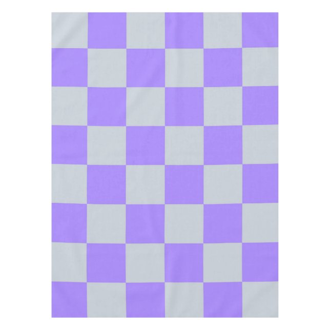 Purple Checkered Gingham Pattern Tablecloth (Front)