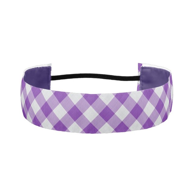 Purple Checkered Non-Slip Headband (Front)