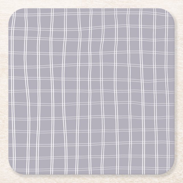 Purple checkered paper coaster (Front)