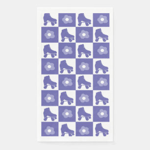 Purple Checkered Roller Derby Skate Paper Guest Towels