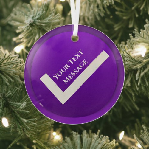 Purple Checkmark Symbol Christmas Glass Ornament