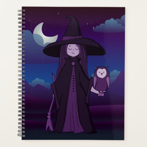 Purple Cheeky Witch Planner with Witch and Owl