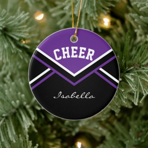 Purple Cheer 2S for a Cheerleader  Ceramic Ornament