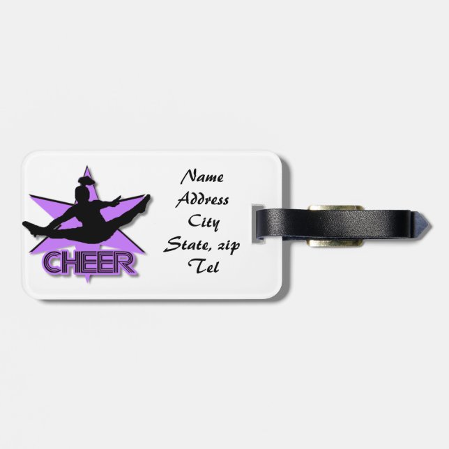 Purple Cheer luggage tag (Back Horizontal)