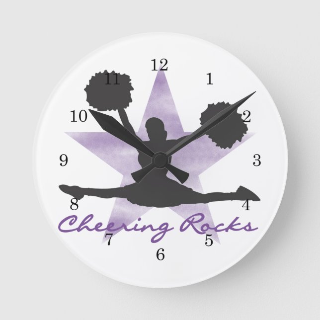 Purple Cheering Rocks Wall Clock (Front)