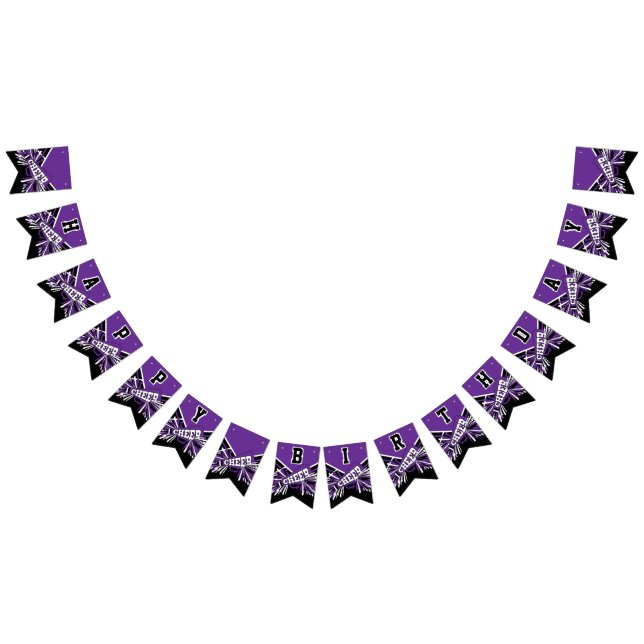 Purple Cheerleader Birthday Bunting Flags (All)