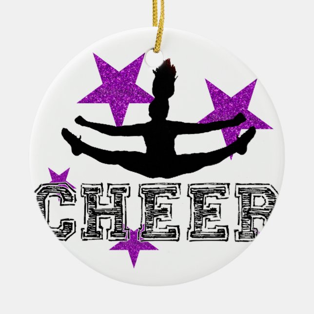 Purple Cheerleader Ceramic Ornament (Front)