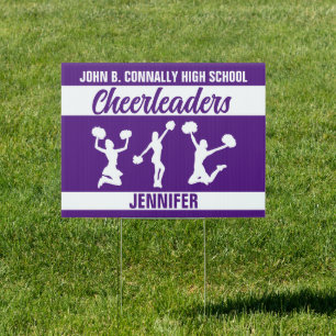 Purple Cheerleader Custom High School Yard Sign