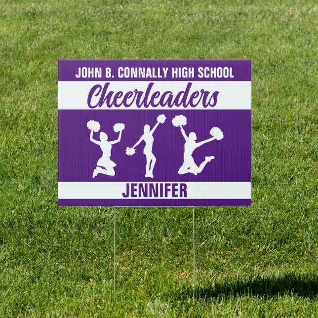 Purple Cheerleader Custom High School Yard Sign (Insitu)