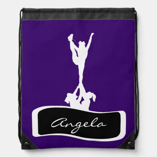 Purple cheerleader drawstring backpack