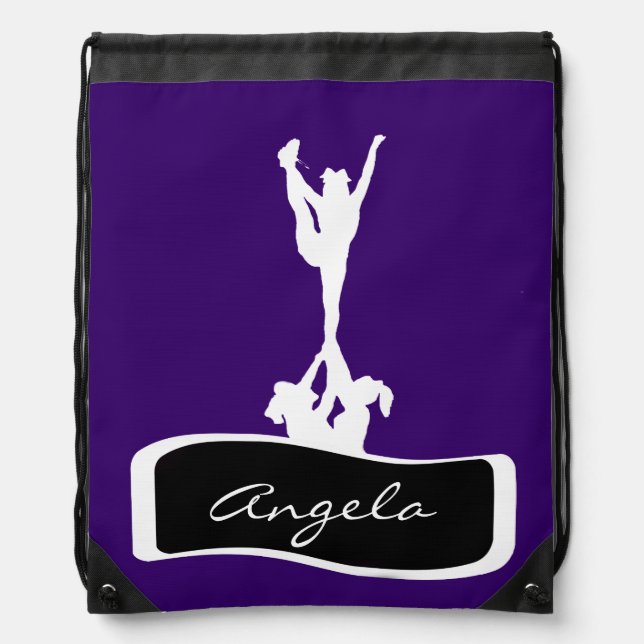 Purple cheerleader drawstring backpack (Front)