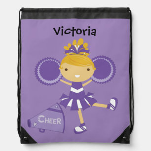 Purple Cheerleader Drawstring Bag