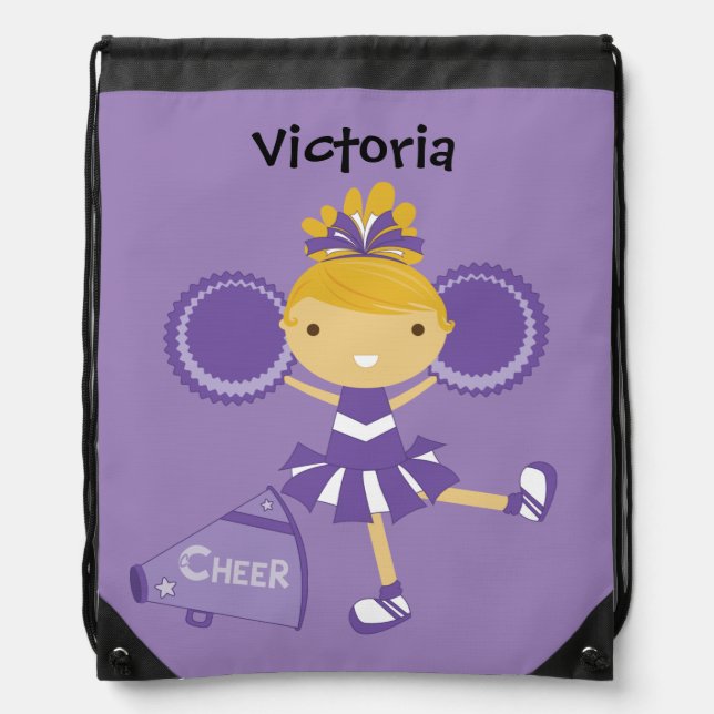 Purple Cheerleader Drawstring Bag (Front)