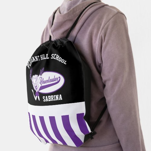 Purple Cheerleader Drawstring Bag