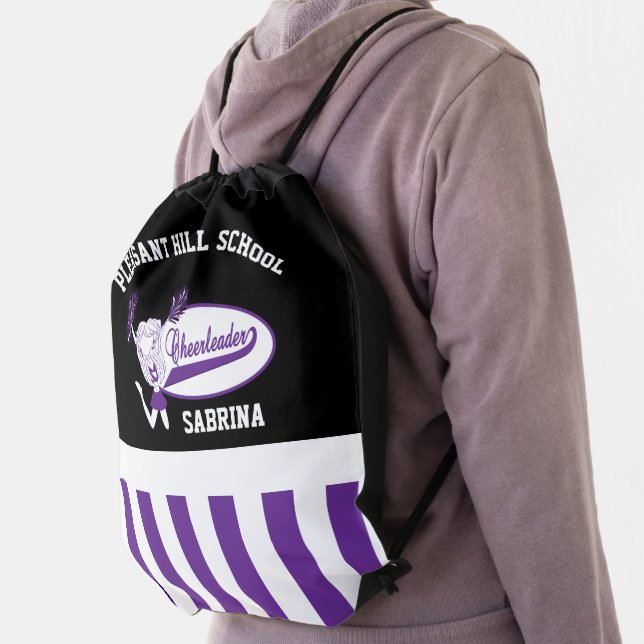 Purple Cheerleader Drawstring Bag (Insitu)