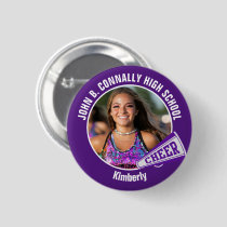 Purple Cheerleader Photo High School Spirit Cheer Button