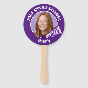 Purple Cheerleader Photo High School Spirit Hand Fan