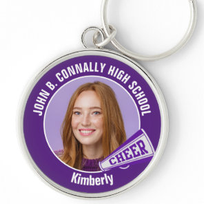 Purple Cheerleader Photo High School Spirit Keychain
