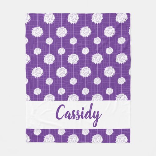 Purple Cheerleader Pom Pom Pattern Fleece Blanket