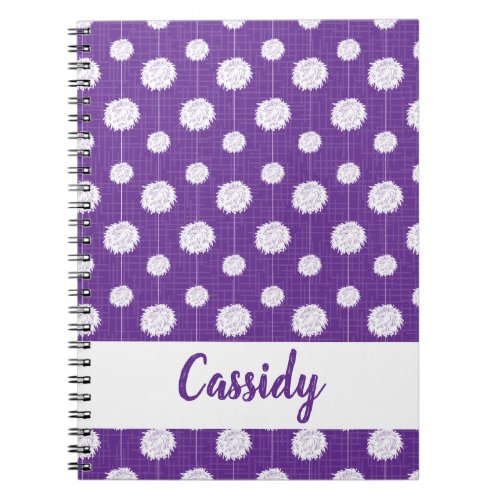 Purple Cheerleader Pom Pom Pattern Notebook