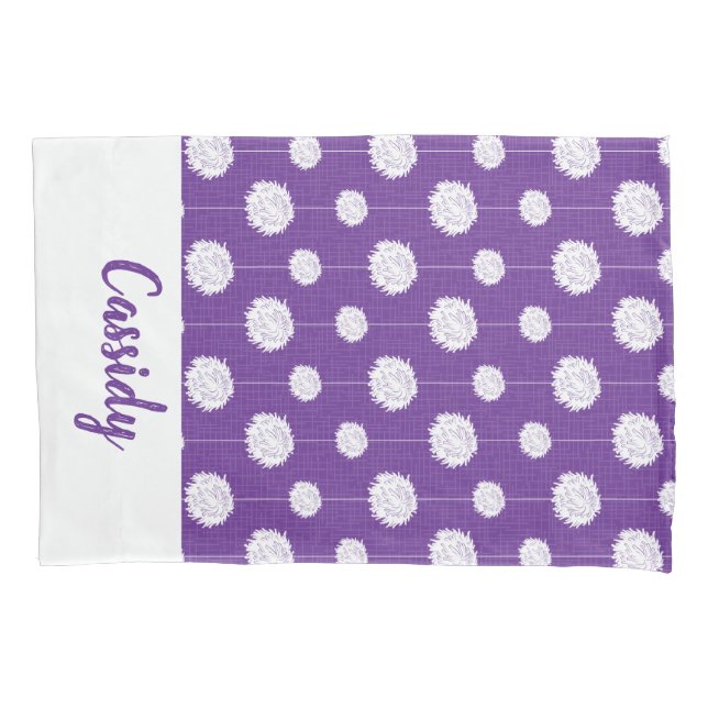 Purple Cheerleader Pom Pom Pattern Pillow Case (Front)